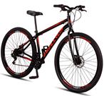 Bicicleta Aro 29 Aço Carbono Highlevel Freios A Disco 21 Marchas Preto e Vermelho