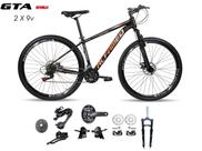 Bicicleta Aro 29 Alfameq AFX Kit 2x9 Gta Sunrun Freio Disco K7 11/36 Pedivela 24/38d Garfo com Trava - Preto/Laranja