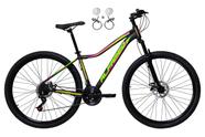 Bicicleta Aro 29 Alfameq Pandora Feminina Alumínio 21v Freio a Disco Hidráulico - Preto/Amarelo/Pink