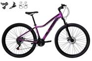 Bicicleta Aro 29 Alfameq Pandora Feminina Alumínio Câmbios Shimano 21v Freios a Disco Hidráulicos Garfo Suspensão - Lilás