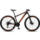 Bicicleta Aro 29 Dropp SW 24 Velocidades Quadro 21 Alumínio MTB Câmbio Shimano Suspensão 100 mm Preto e Laranja