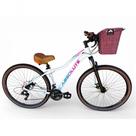 Bicicleta Aro 29 Feminina Absolute Hera Retrô Vintage 21v Cesta Selim 2 Molas Branco Tam 15