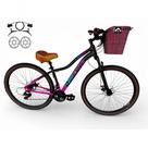 Bicicleta Aro 29 Feminina Absolute Hera Retrô Vintage 21v Hidráulica Confortável Cesta Selim 2 Molas - Preto/rosa Tam 15 Bicicleta Aro 29 Feminina Absolute Hera Retrô Vintage 21v Hidráulica Confortável Cesta Selim 2 Molas - Preto/rosa Tam 15