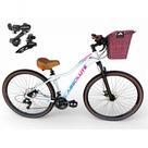 Bicicleta Aro 29 Feminina Absolute Hera Retrô Vintage 21v Shimano Confortável Cesta Selim 2 Molas - Branco Tam 15