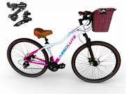 Bicicleta Aro 29 Feminina Absolute Hera Retrô Vintage 21v Shimano Confortável Cesta Selim 2 Molas