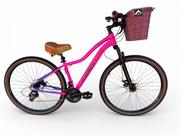 Bicicleta Aro 29 Feminina Absolute Hera Vintage Retrô 21v Alumínio Confortável Cesta Selim 2 Molas
