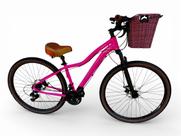 Bicicleta Aro 29 Feminina Absolute Hera Vintage Retrô 21v Alumínio Confortável Cesta Selim 2 Molas