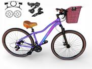 Bicicleta Aro 29 Feminina Absolute Hera Vintage Retrô Shimano 21v Hidráulica Confortável Cesta