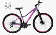 Bicicleta Aro 29 Feminina Elleven Luna 21v Alumínio Freio a Disco Hidráulico Garfo com Suspensão - Violeta/Rosa