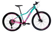 Bicicleta Aro 29 Feminina Ksx Sd7 12v Garfo com Trava K7 11/50 Freios Hidráulicos Kit 1x12 Rosa/Verde