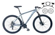 Bicicleta Aro 29 Gta Start 21v Freio a Disco Hidráulico Alumínio Garfo Suspensão - Cinza