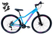 Bicicleta Aro 29 Gta Start Alumínio 21v Câmbios Shimano Freio a Disco - Azul/Rosa