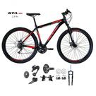 Bicicleta Aro 29 Gta Start Kit 2x9 Gta Sunrun Freio Disco K7 11/36 Pedivela 24/38d Garfo Trava - Preto/vermelho Tam.19