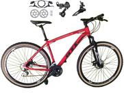Bicicleta Aro 29 Gti Roma 21v Alumínio Câmbios Shimano Freio a Disco Hidráulico Garfo Com Suspensão com Pneu Faixa Bege - Vermelho