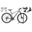 Bicicleta Aro 29 Gti Roma 21v Alumínio Câmbios Shimano Freio Disco Hidráulico Garfo Suspensão - Cinza-preto
