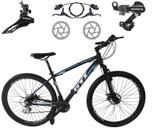 Bicicleta Aro 29 GTI Roma 21v Câmbios Shimano Freio a Disco Hidráulico Alumínio Garfo Com Suspensão -Preto/ Azul - Tam. 19