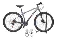 Bicicleta Aro 29 Gti Roma 21v Freio a Disco Hidráulico Alumínio Garfo Suspensão - Cinza/Preto