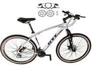 Bicicleta Aro 29 Gti Roma 21v Freio a Disco Hidráulico Alumínio Garfo Suspensão com Pneu Faixa Bege - Branco