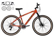Bicicleta Aro 29 Gti Roma 21v Freio a Disco Hidráulico Alumínio Garfo Suspensão com Pneu Faixa Bege - Laranja Bicicleta Aro 29 Gti Roma 21v Freio a Disco Hidráulico Alumínio Garfo Suspensão com Pneu Faixa Bege - Laranja