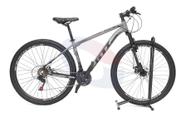 Bicicleta Aro 29 Gti Roma Alumínio 21v Freio a Disco Garfo Suspensão - Cinza/Preto