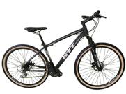Bicicleta Aro 29 Gti Roma Alumínio 21v Freio a Disco Garfo Suspensão com Pneu Faixa Bege - Preto/Cinza