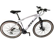 Bicicleta Aro 29 Gti Roma Alumínio 21v Freio a Disco Garfo Suspensão Pneu com Faixa Bege - Branco