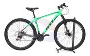 Bicicleta Aro 29 Gti Roma Alumínio 21v Freio a Disco Garfo Suspensão Pneu com Faixa Bege - Verde/Cinza