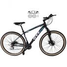 Bicicleta Aro 29 Gti Roma Alumínio 21v Freio A Disco Hidráulico Garfo Com Suspensão Pneu Faixa - Preto-azul