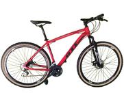 Bicicleta Aro 29 Gti Roma Alumínio 27v Freio a Disco Mecânico Garfo com Suspensão Pneu com Faixa Bege - Vermelho