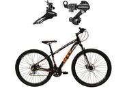 Bicicleta Aro 29 Gti Roma Alumínio Câmbios Shimano 21v Freio A Disco Garfo Suspensão - Preto/Laranja - Tam. 15