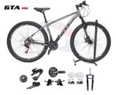 Bicicleta Aro 29 GTI Roma Kit 2x9 Gta Sunrun Freio Disco K7 11/36 Pedivela 24/38d Garfo com Trava - Cinza/Preto