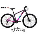 Bicicleta Aro 29 Gti Roma Kit 2x9 Gta Sunrun Freio Disco K7 11/36 Pedivela 24/38d Garfo Com Trava - Preto/rosa Tam.19