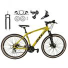Bicicleta Aro 29 Gti Roma Shimano 24v K7 Freio A Disco Hidráulico Garfo Com Trava Pneu Faixa - Amarelo