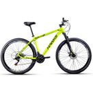 Bicicleta Aro 29 Hawks Aluminio 24 Marchas cor amarelo neon com preto Freio a Disco Tamanho 17