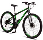Bicicleta Aro 29 Highlevel Aço Carbono Freios A Disco 21 Marchas Preto e Verde