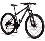 Bicicleta Aro 29 Highlevel Aço Carbono Freios a Disco Suspensão 21 marchas Preto e Cinza