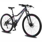Bicicleta aro 29 KRW Alumínio 27 Velocidades Marchas Freio Hidráulico Suspensão C/ Trava ombro KR6