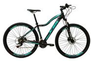 Bicicleta Aro 29 Ksw Feminina 24 Marchas Câmbios Shimano Freio Disco Hidráulico Preta / Azul Tam 15