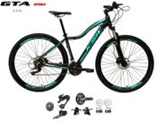 Bicicleta Aro 29 KSW MWZA Feminina Kit 2x9 Gta Sunrun Freio Disco K7 11/36 Pedivela 24/38d Garfo com Trava - Preto/Azul