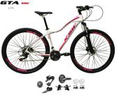 Bicicleta Aro 29 Ksw Mwza Kit 2x9 Gta Sunrun Freio Disco K7 Garfo com Trava Branco/Pink/Violeta