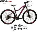 Bicicleta Aro 29 Ksw Mwza Kit 2x9 Gta Sunrun Freio Disco K7 Garfo com Trava Preto/Rosa