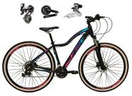 Bicicleta aro 29 Ksw Mwza Shimano Altus 24V Freio a Disco Hidráulico Garfo com Trava com Pneu Faixa Bege - Preto/Pink/Azul