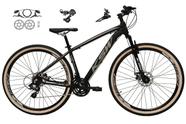 Bicicleta aro 29 Ksw Xlt 24v Câmbios Shimano Freios Hidráulicos Garfo com Suspensão Pneu Faixa Bege - Preto/Prata
