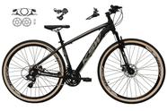 Bicicleta aro 29 Ksw Xlt 24v Câmbios Shimano Freios Hidráulicos Garfo com Suspensão Pneu Faixa Bege - Preto/Prata