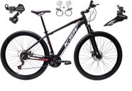 Bicicleta aro 29 Ksw Xlt 24v Câmbios Shimano Freios Hidráulicos Garfo com Suspensão - Preto/Vermelho/Branco