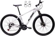 Bicicleta Aro 29 Ksw Xlt 24v Freios Hidráulicos Garfo Suspensão Mtb - Branco