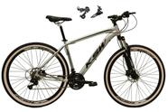 Bicicleta Aro 29 Ksw Xlt Alumínio 24v Câmbios Shimano Garfo Suspensão Pneu com Faixa Bege - Prata