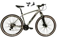 Bicicleta Aro 29 Ksw Xlt Alumínio 24v Câmbios Shimano Garfo Suspensão Pneu com Faixa Bege - Prata