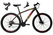 Bicicleta Aro 29 Ksw Xlt Alumínio 24v Câmbios Shimano Garfo Suspensão - Preto/Vermelho/Amarelo