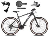 Bicicleta Aro 29 Ksw Xlt Alumínio Câmbio Traseiro Shimano Alívio e Altus 27v Freio Hidráulico Garfo Com Trava Pneu com Faixa Bege - Preto/Prata